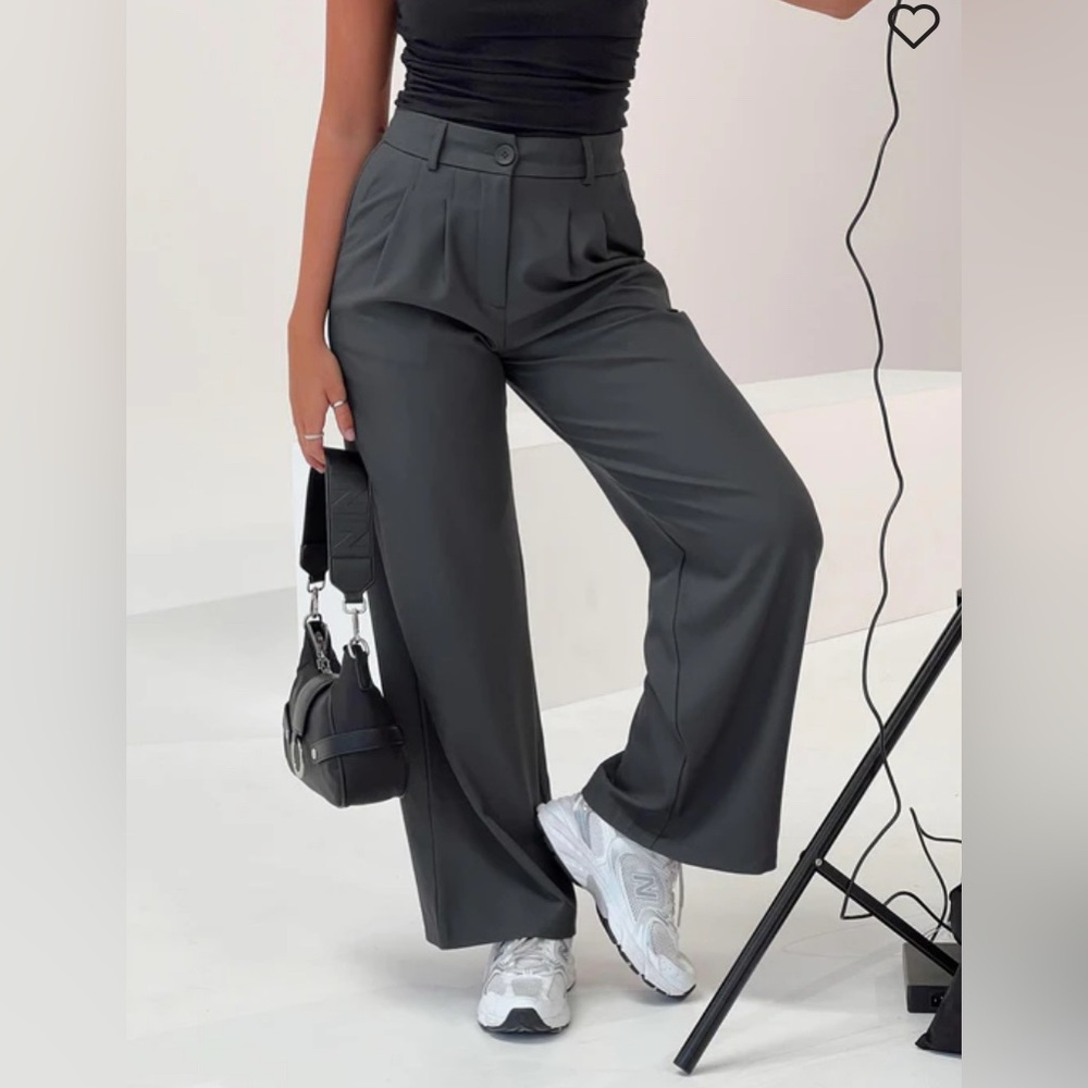 Princess Polly Archer tailored wide leg pant in slate.